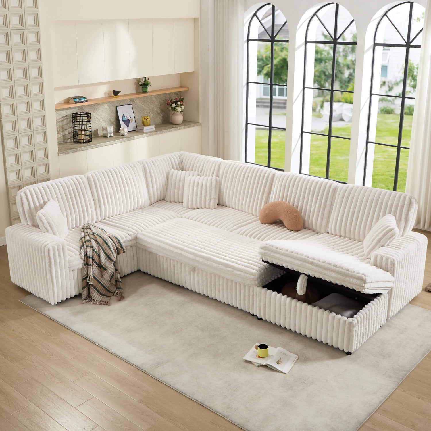 Storavia Cloud Modular Sleeper Sectional Sofa - White