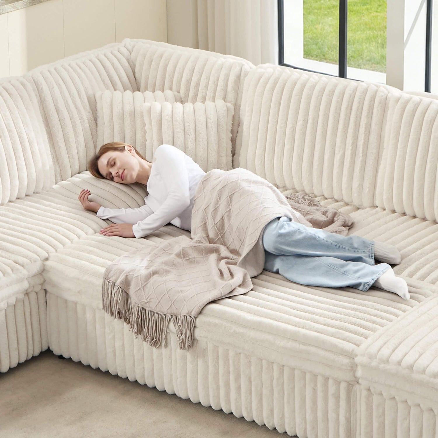 Storavia Cloud Modular Sleeper Sectional Sofa - White