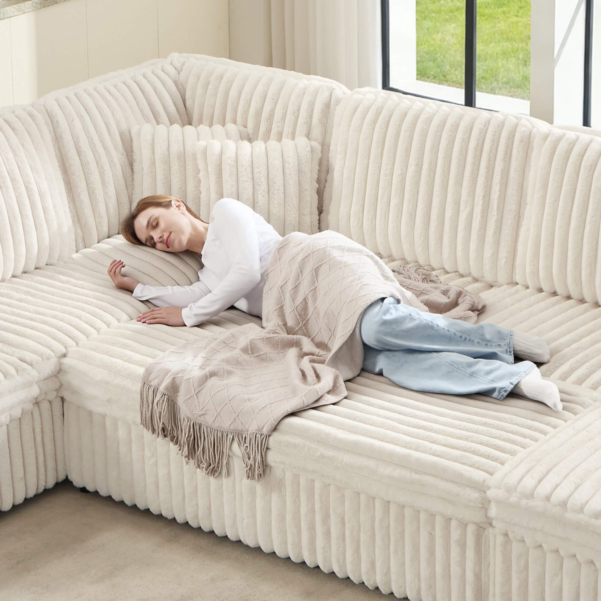 Storavia Cloud Modular Sleeper Sectional Sofa - White