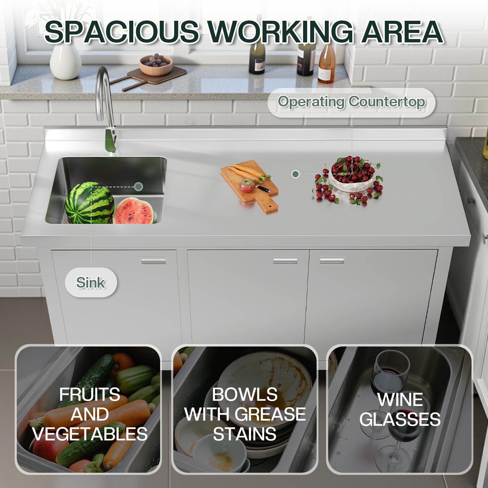 Stainless Steel Sink Cabinet Amerlife