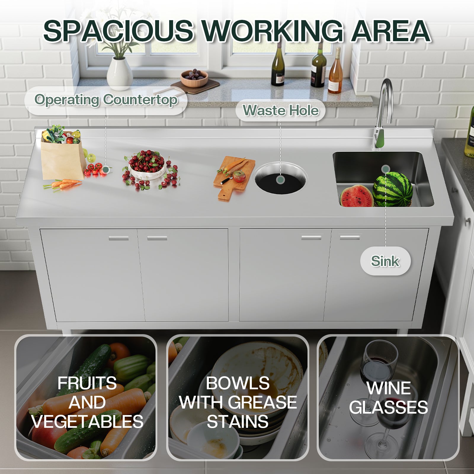 Stainless Steel Sink Cabinet Amerlife