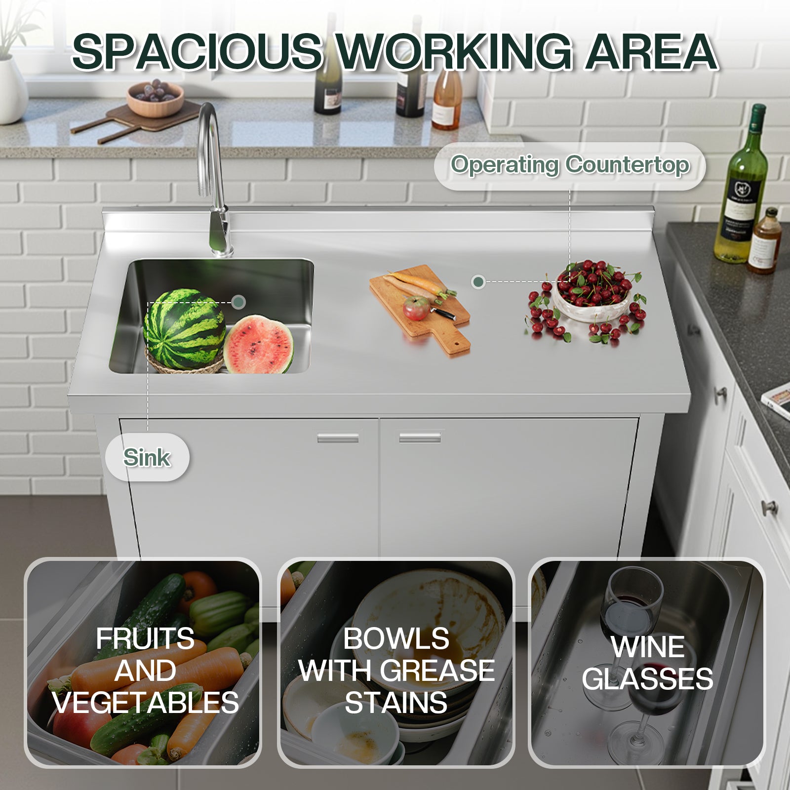 Stainless Steel Sink Cabinet Amerlife