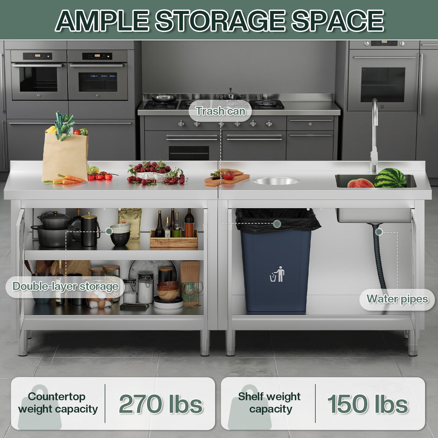Stainless Steel Sink Cabinet Amerlife