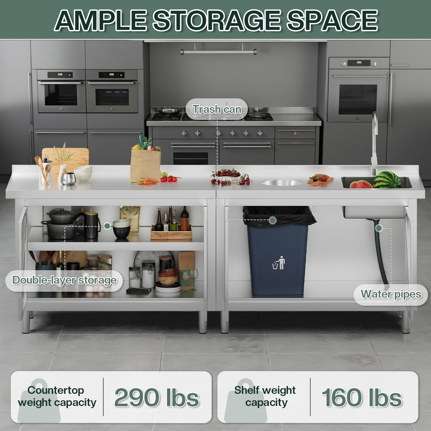 Stainless Steel Sink Cabinet Amerlife