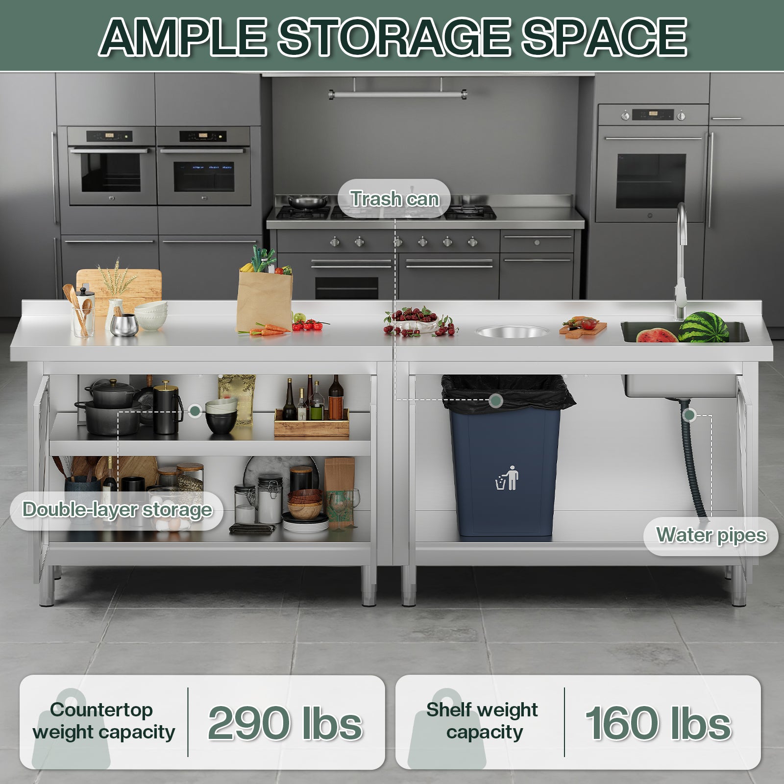 Stainless Steel Sink Cabinet Amerlife