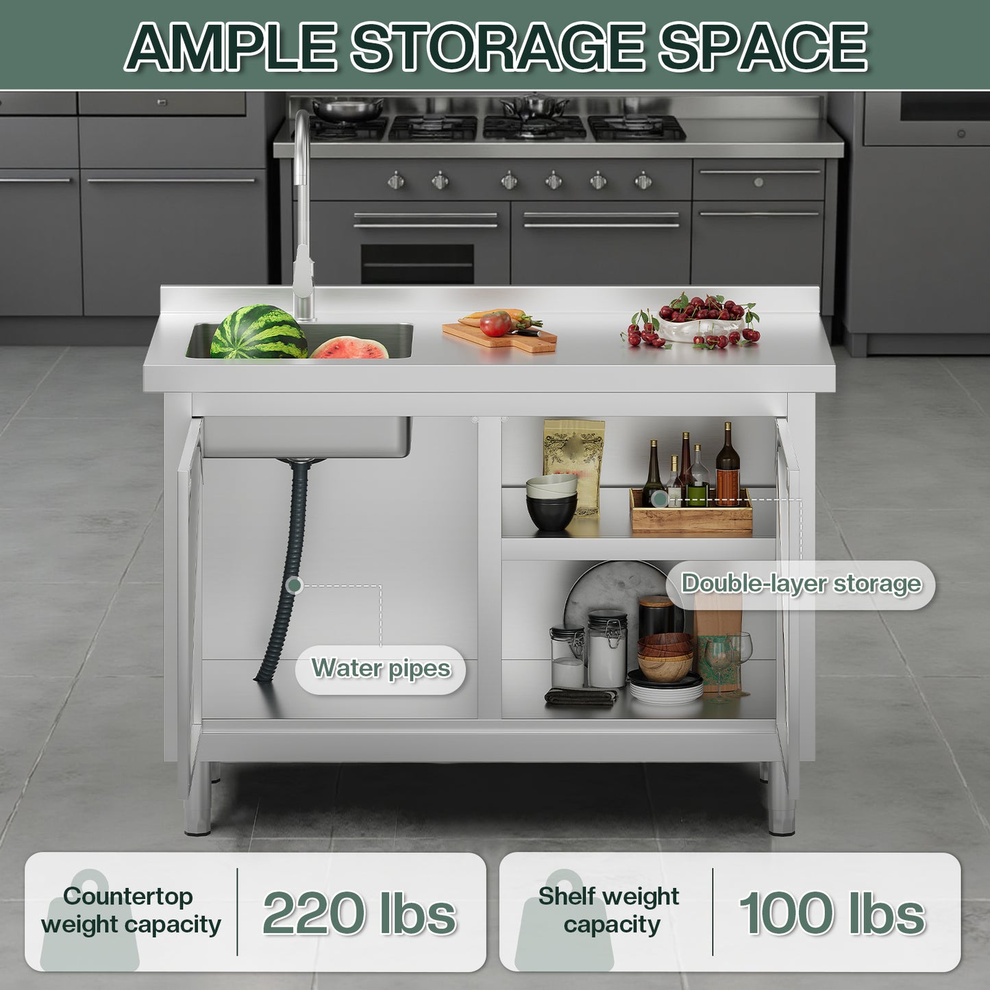 Stainless Steel Sink Cabinet Amerlife