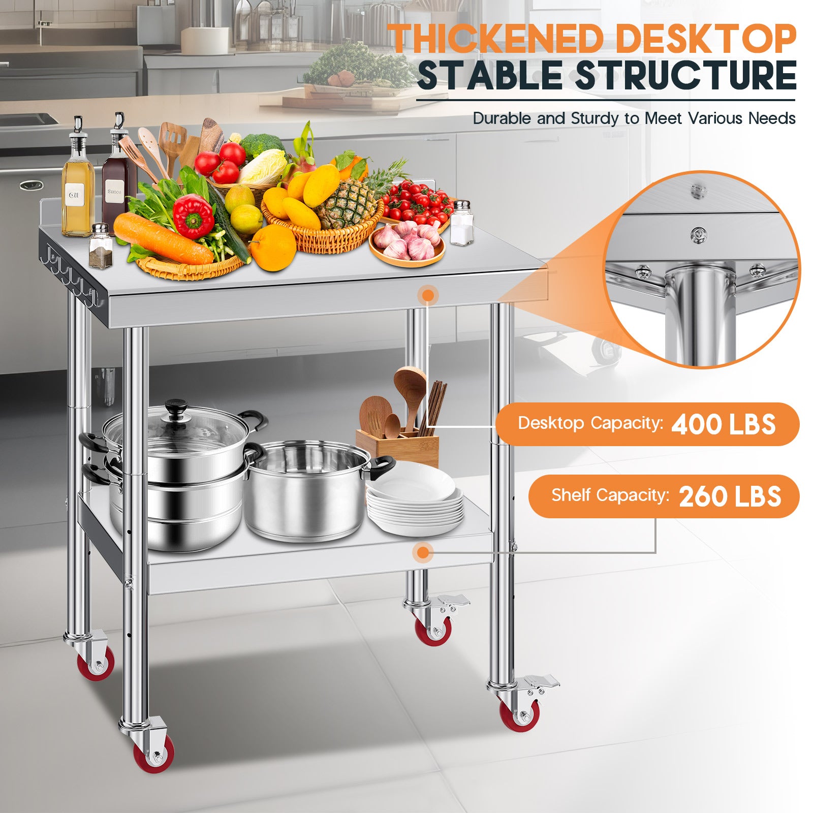 Stainless Steel Prep Table Amerlife