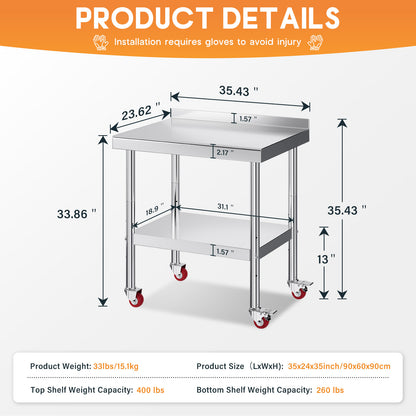 Stainless Steel Prep Table Amerlife