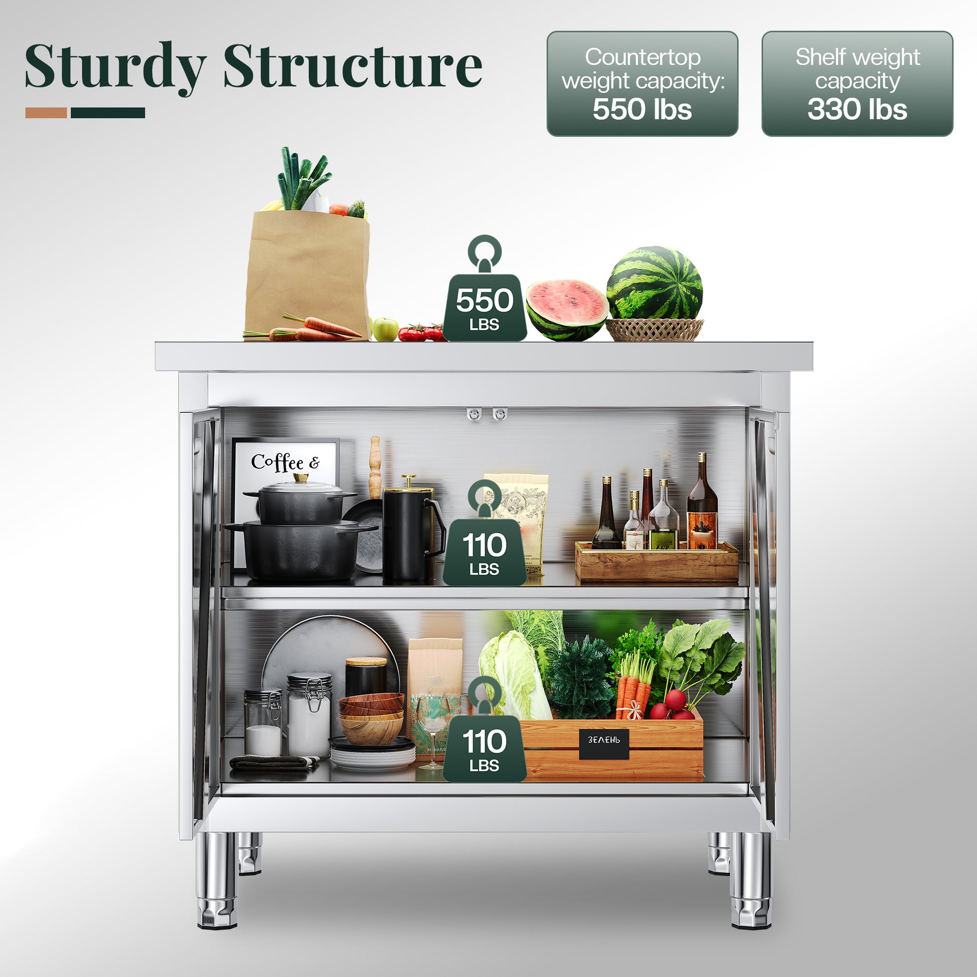 Stainless Steel Work Cabinet Amerlife 