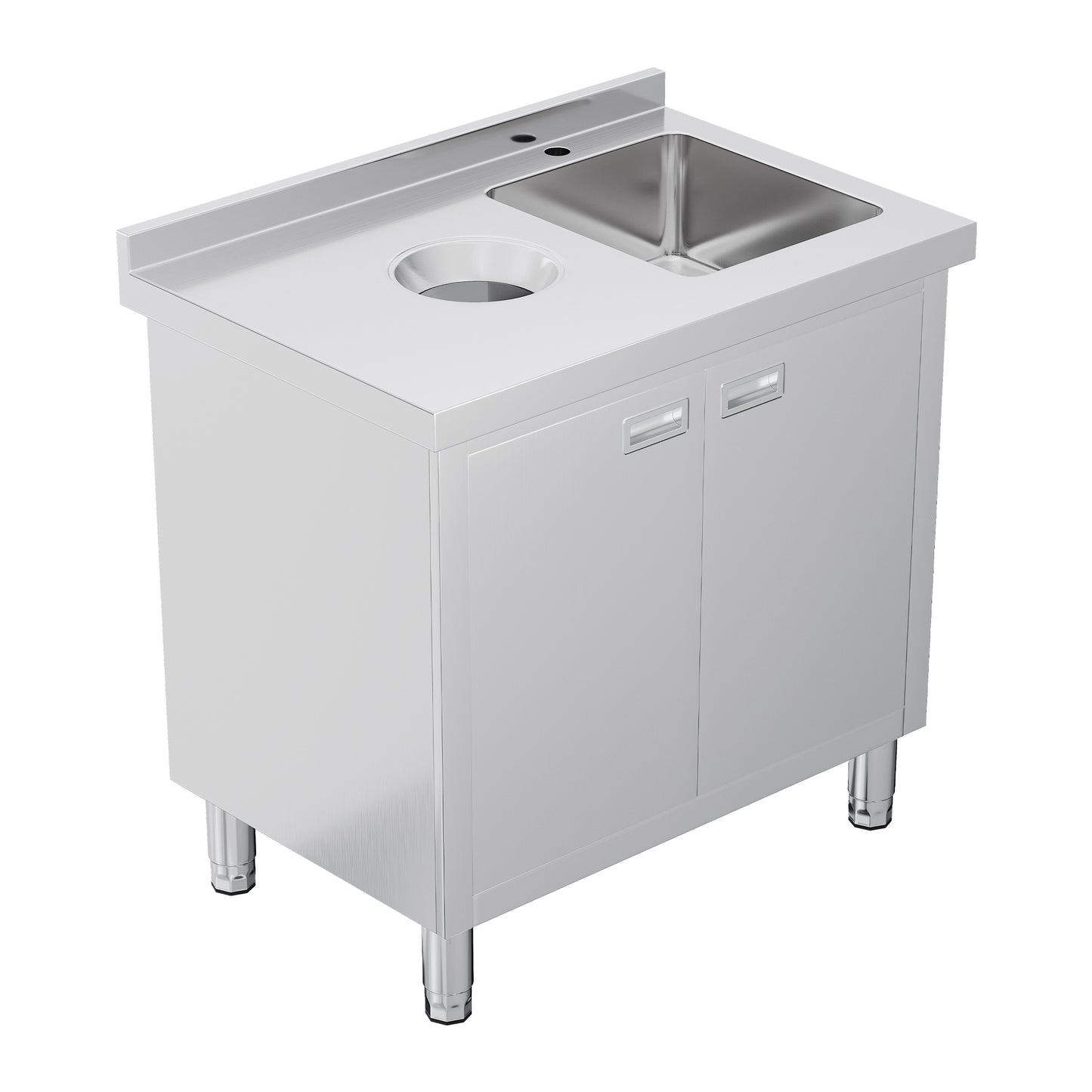 Stainless Steel Work Cabinet Amerlife 24" x 36" x 34" - Sink Cabinet with Trash Bin