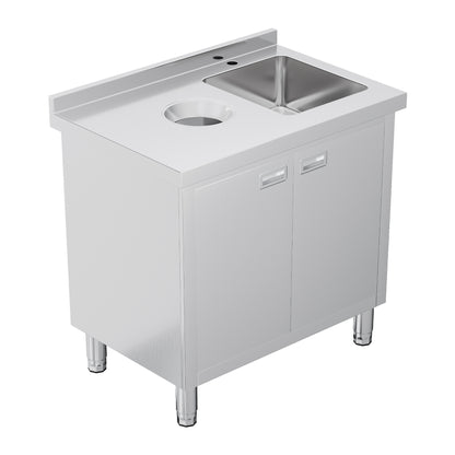 Stainless Steel Work Cabinet Amerlife 24" x 36" x 34" - Sink Cabinet with Trash Bin