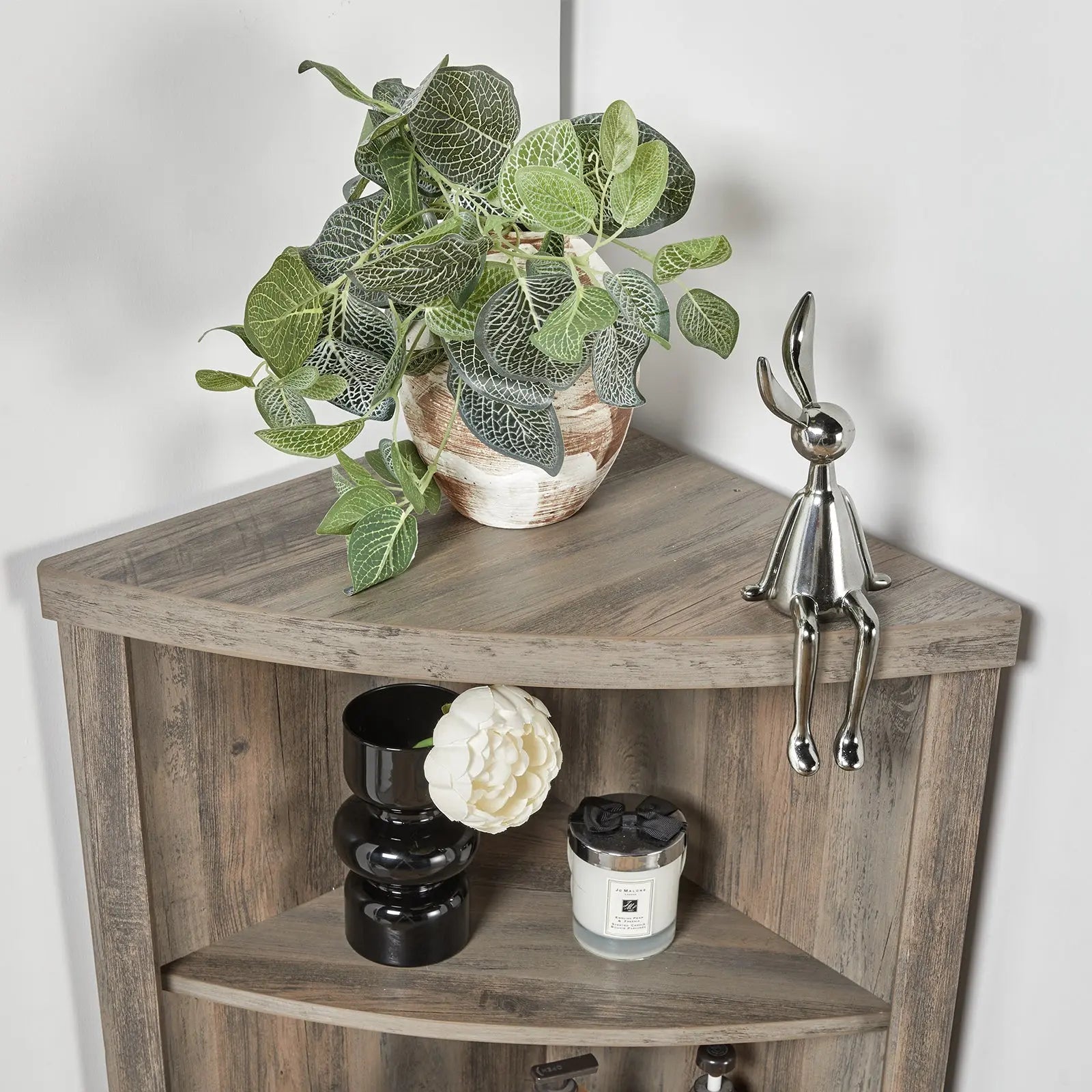 Grey corner shelf unit online