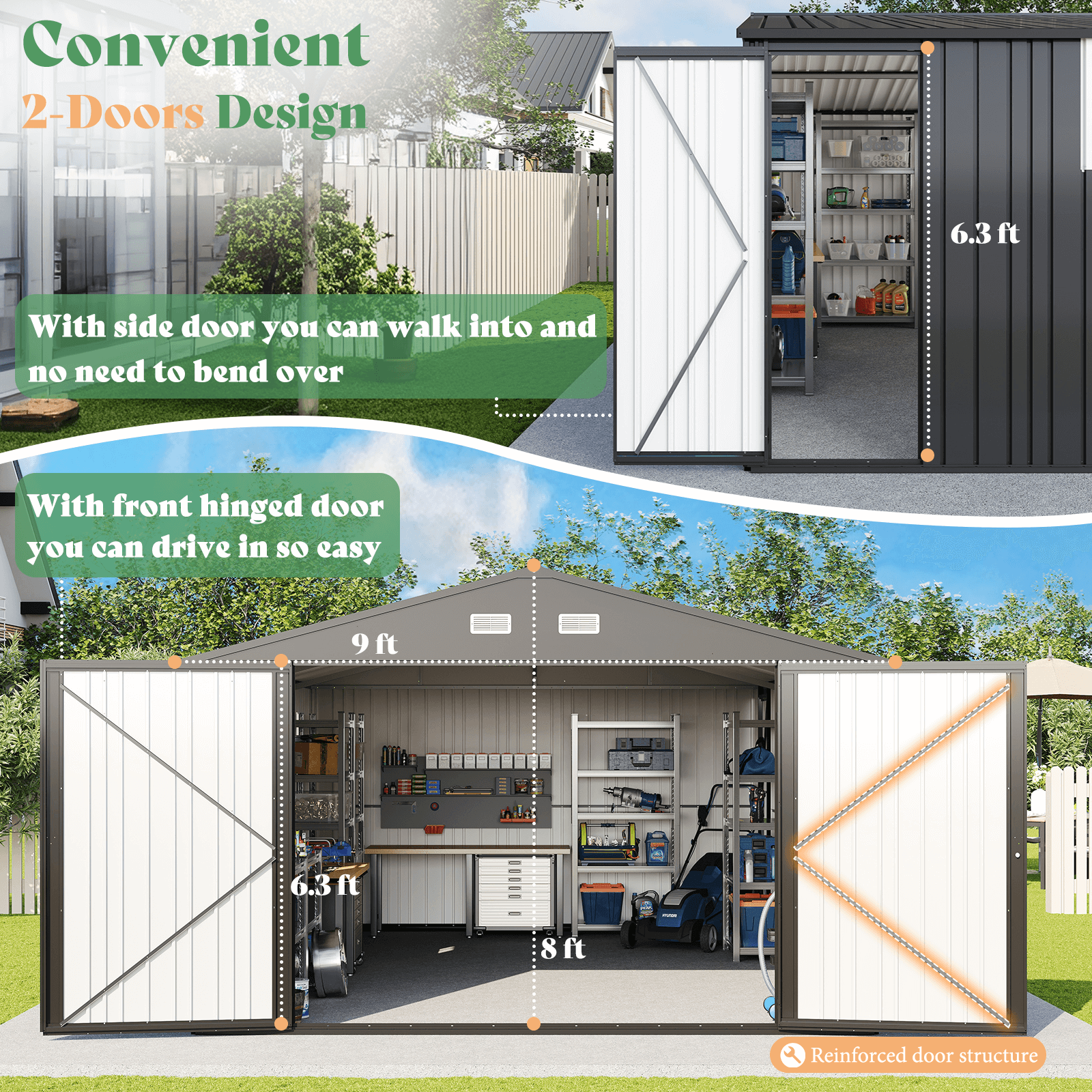 Amerlife Ironclad Double Hinged Doors Storage Shed 13.2x21x8 FT Amerlife Ironclad Double Hinged Doors Storage Shed 13.2x21x8 FT