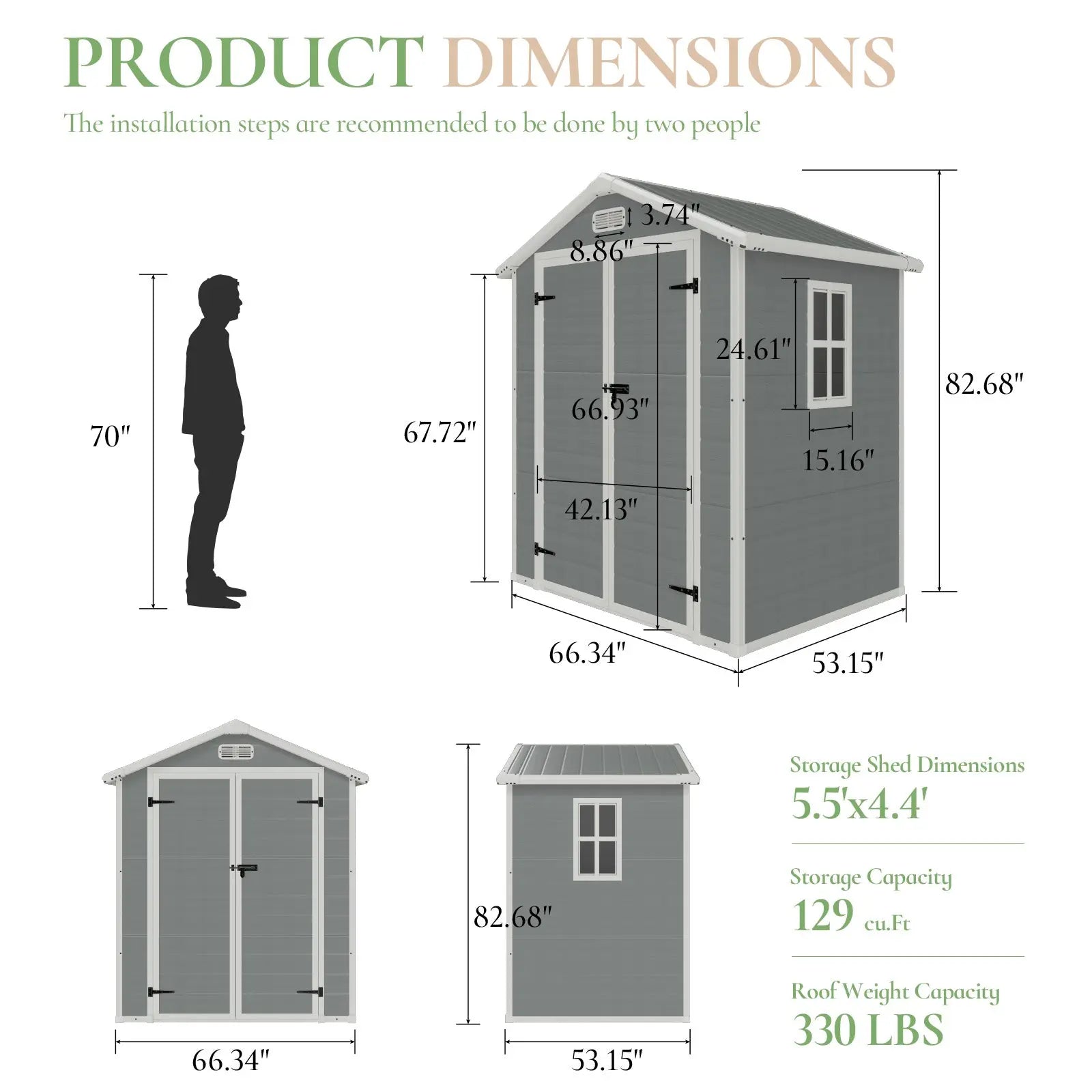 YSS003 5.5x4.4FT Storix Storage Shed