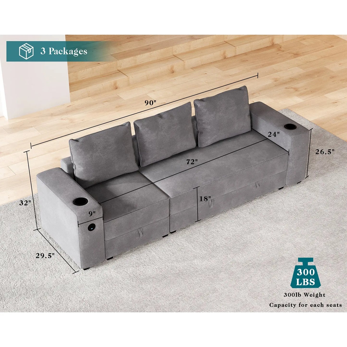 3 Seater / Grey