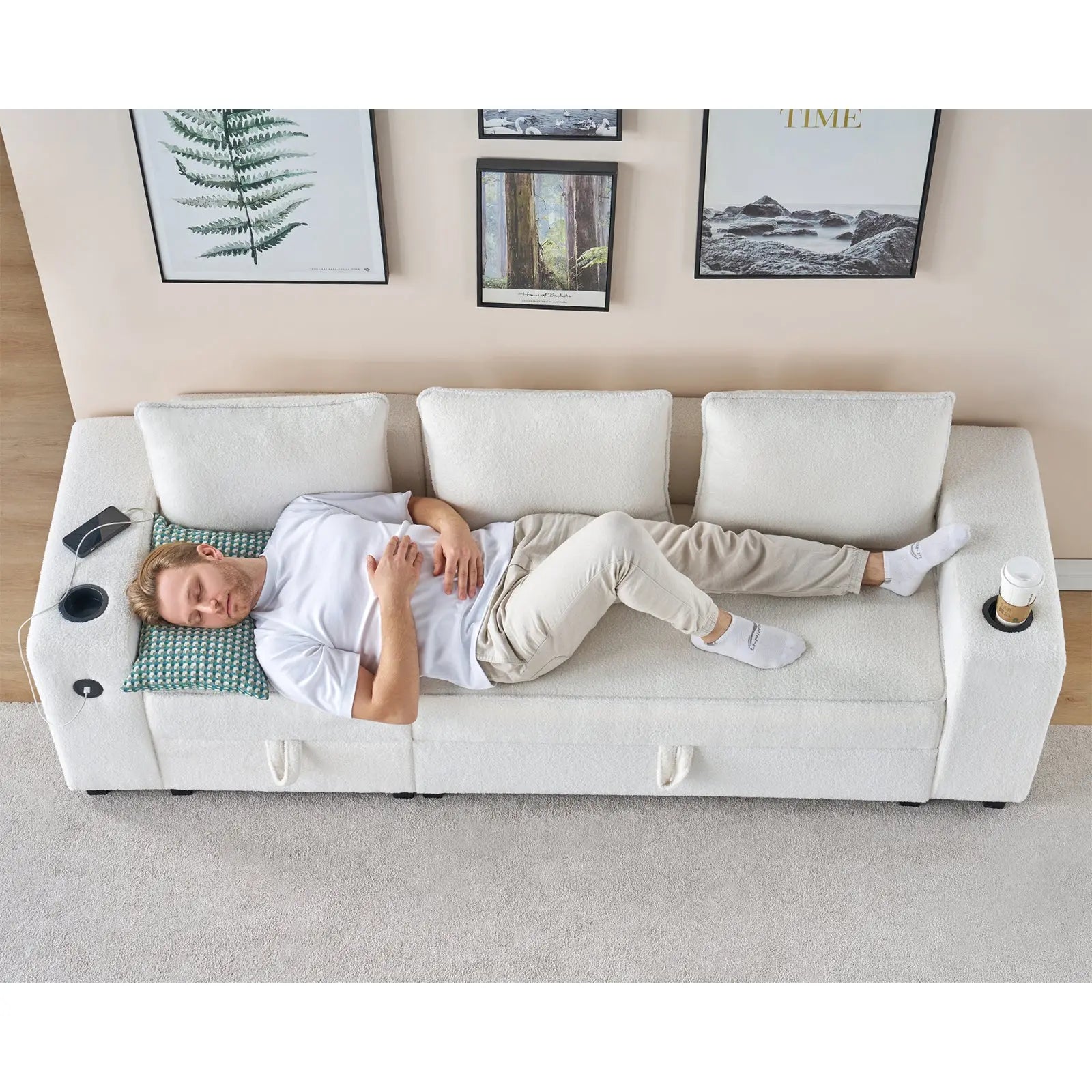 3 Seater / Bouclé White