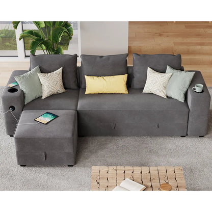 3 Seater & Ottoman / Grey