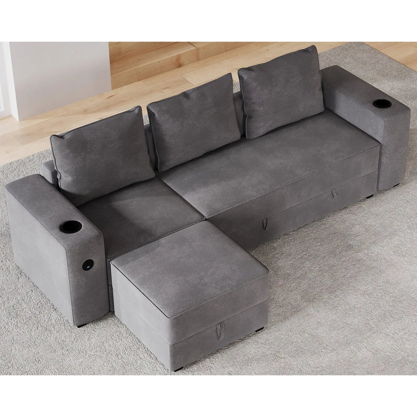 3 Seater & Ottoman / Grey