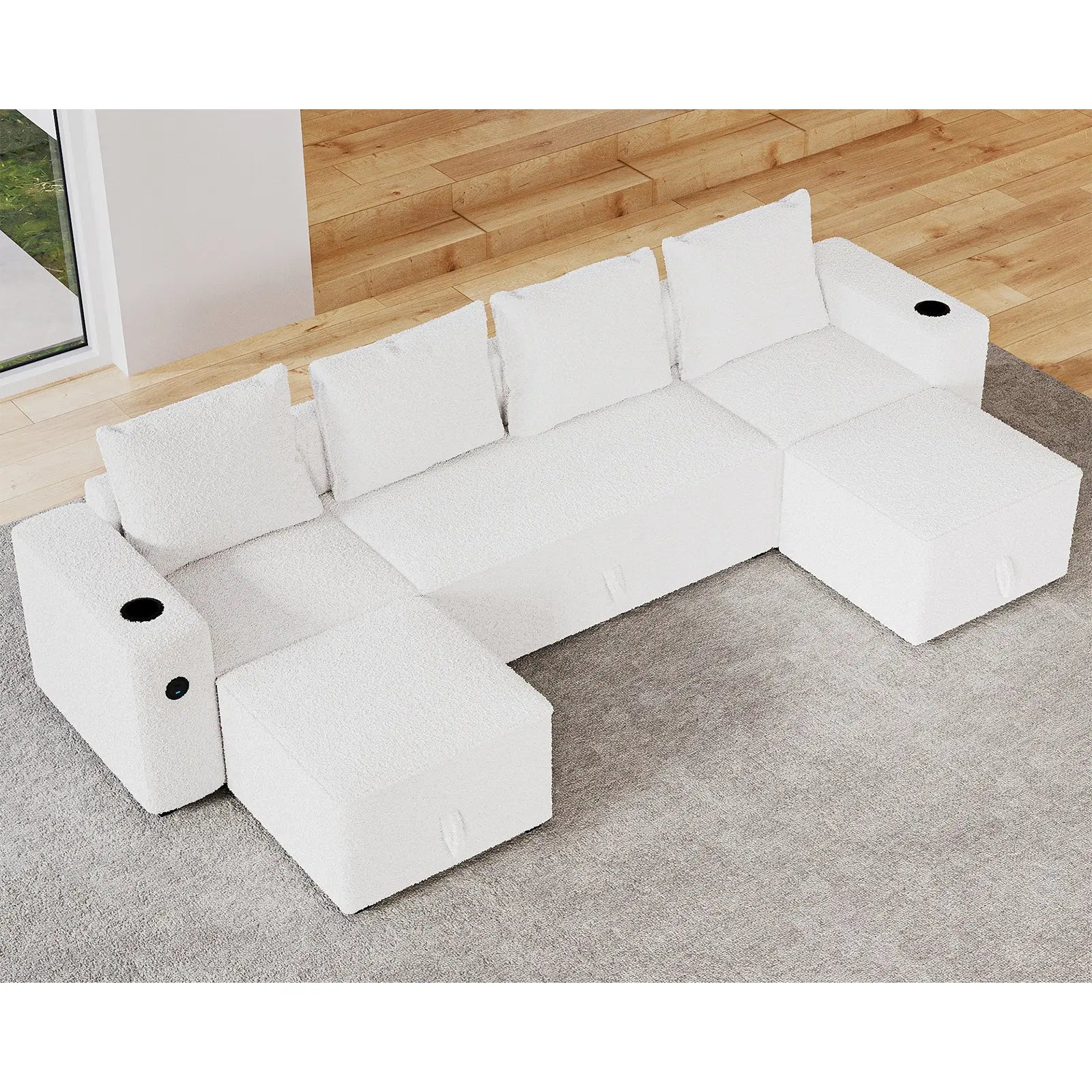 2+1+1 & Ottoman / Bouclé White