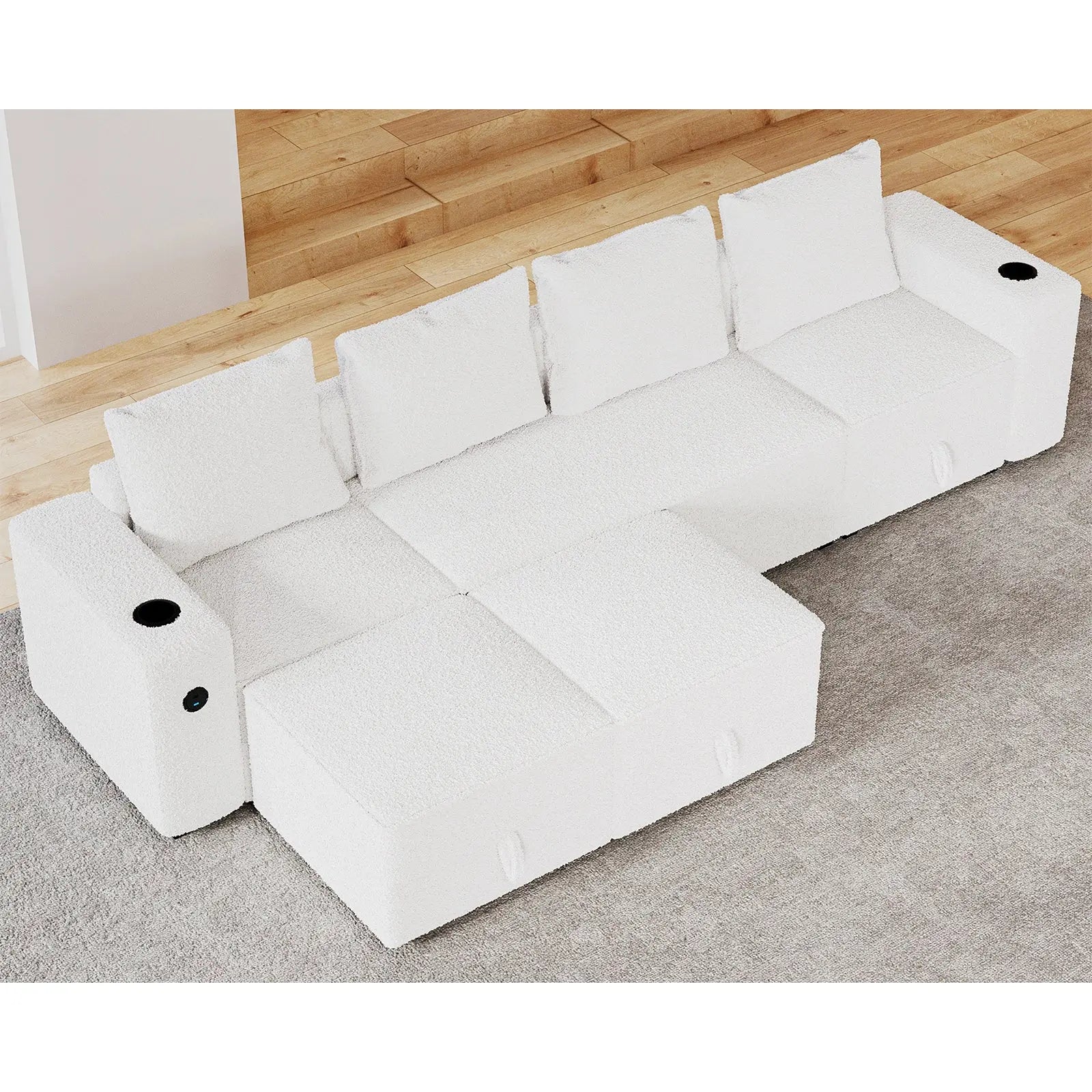 2+1+1 & Ottoman / Bouclé White