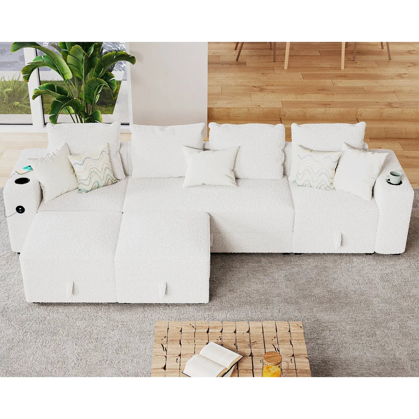 2+1+1 & Ottoman / Bouclé White