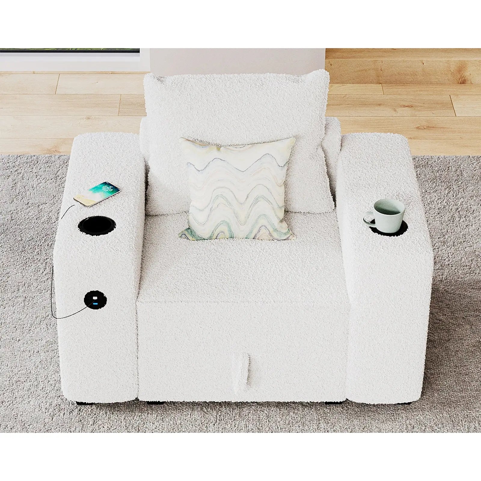 With Armrests / Bouclé White