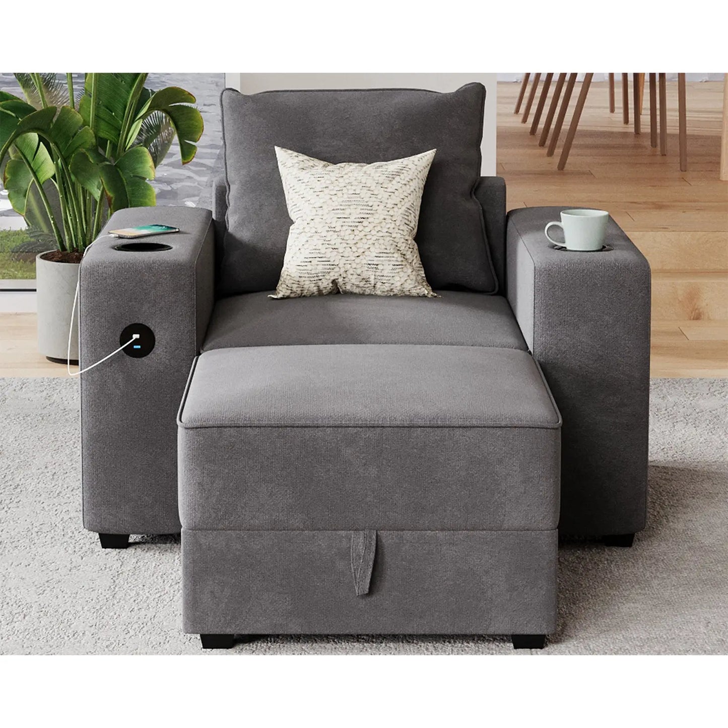 Armrests & Ottoman / Grey