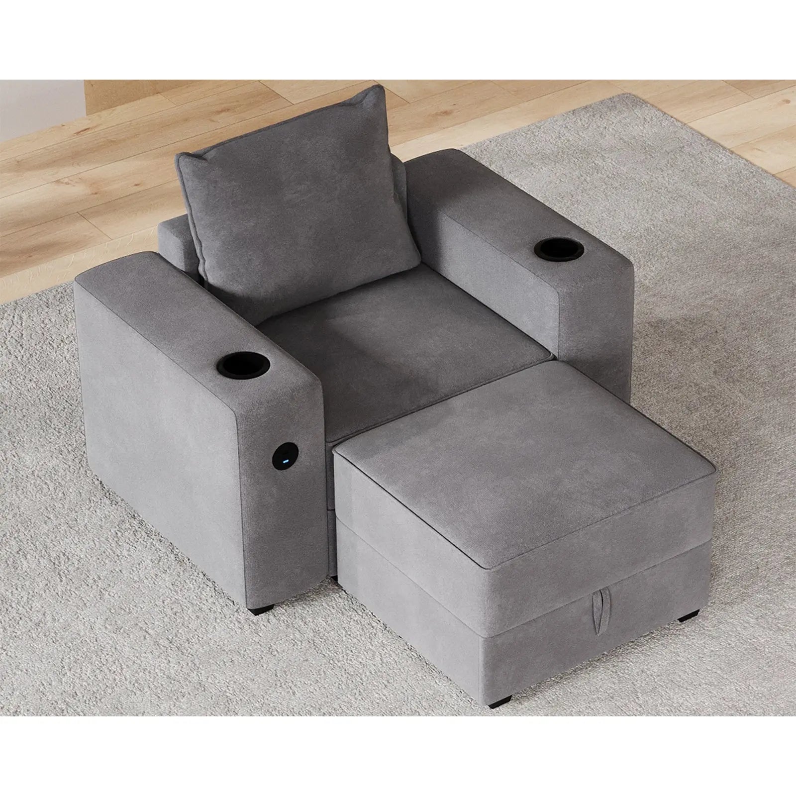 Armrests & Ottoman / Grey