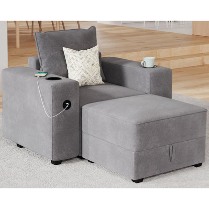 Armrests & Ottoman / Grey