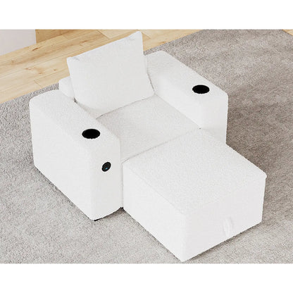 Armrests & Ottoman / Bouclé White