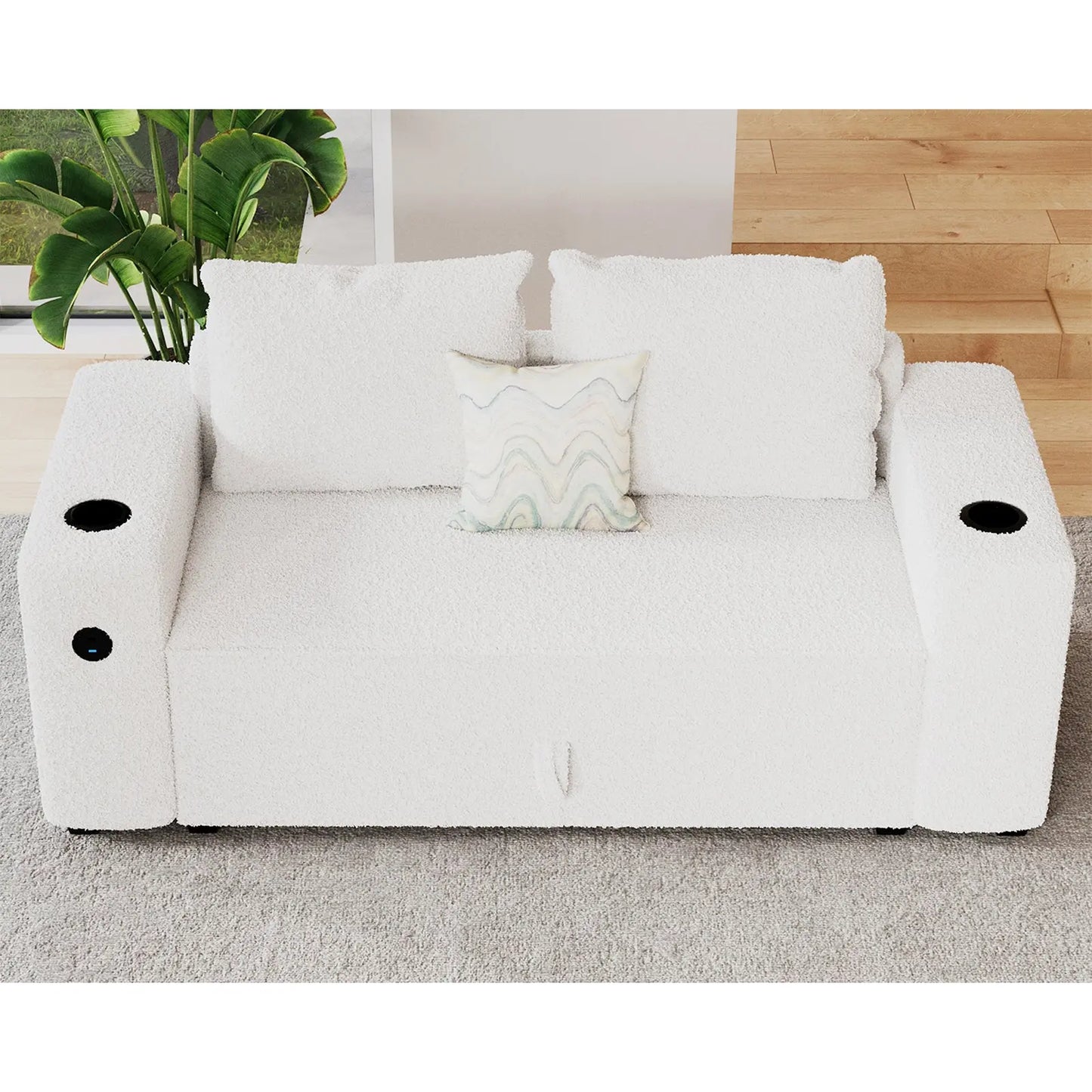 With Armrests / Bouclé White