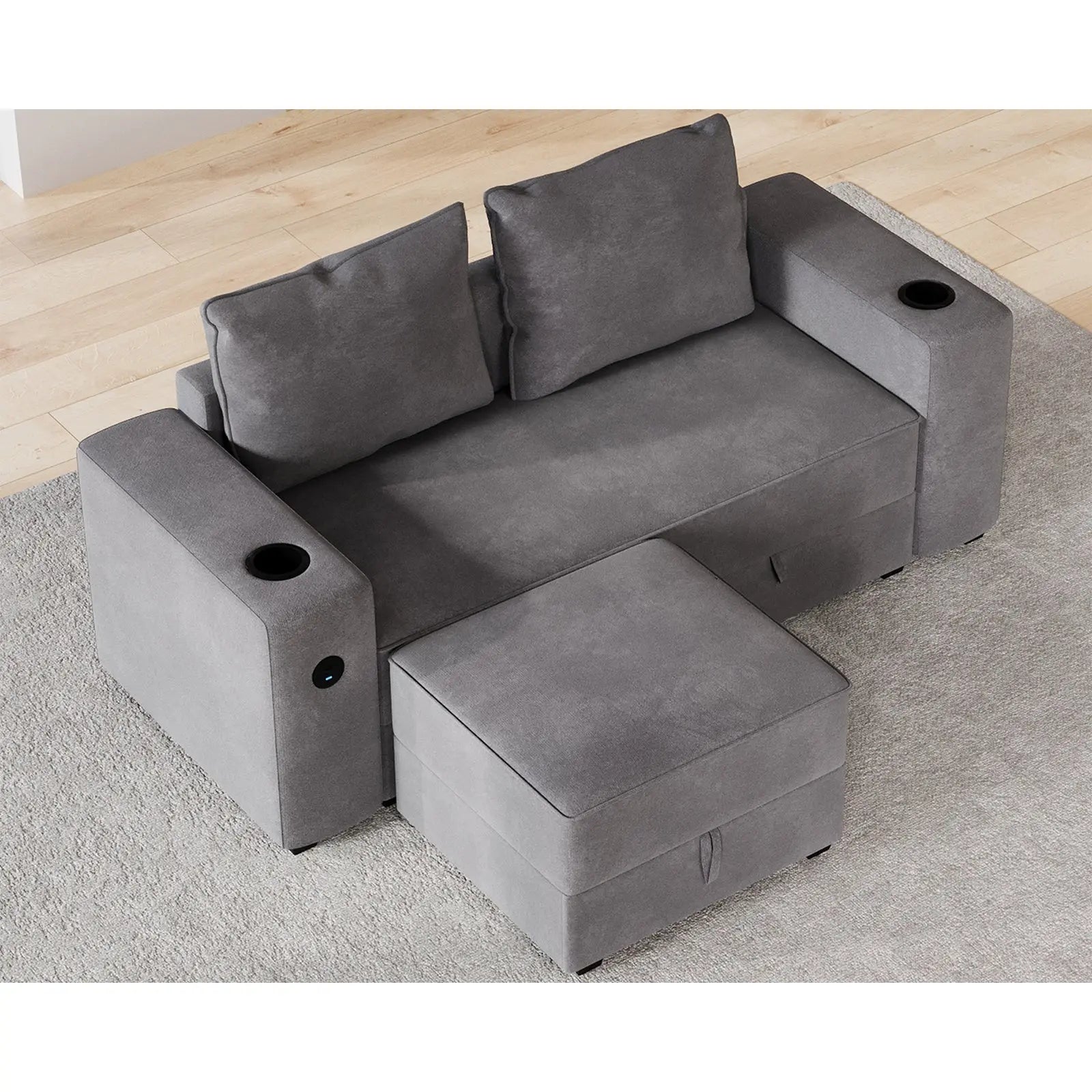 Armrests & One Ottoman / Grey