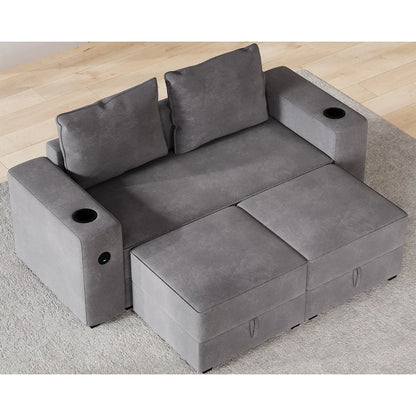 Armrests & Two Ottoman / Grey