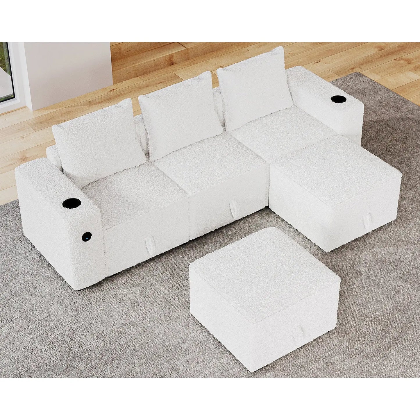 5 Seats-U Shape / Bouclé White