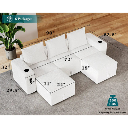 5 Seats-U Shape / Bouclé White