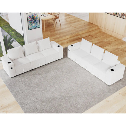 6 Seats-2 Piece / Bouclé White