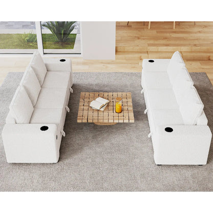 6 Seats-2 Piece / Bouclé White