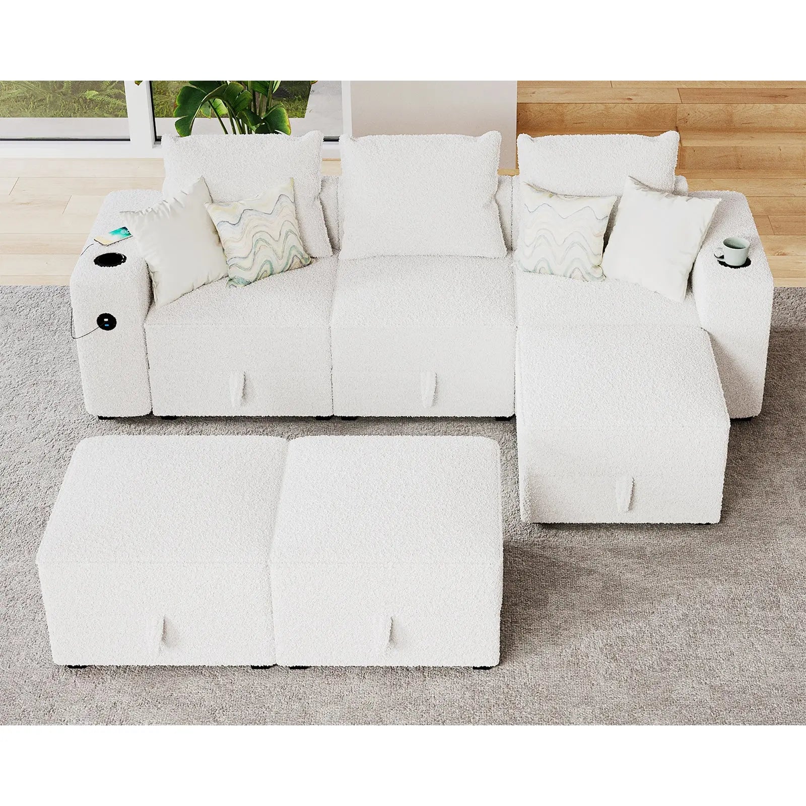 6 Seats-Sleeper / Bouclé White