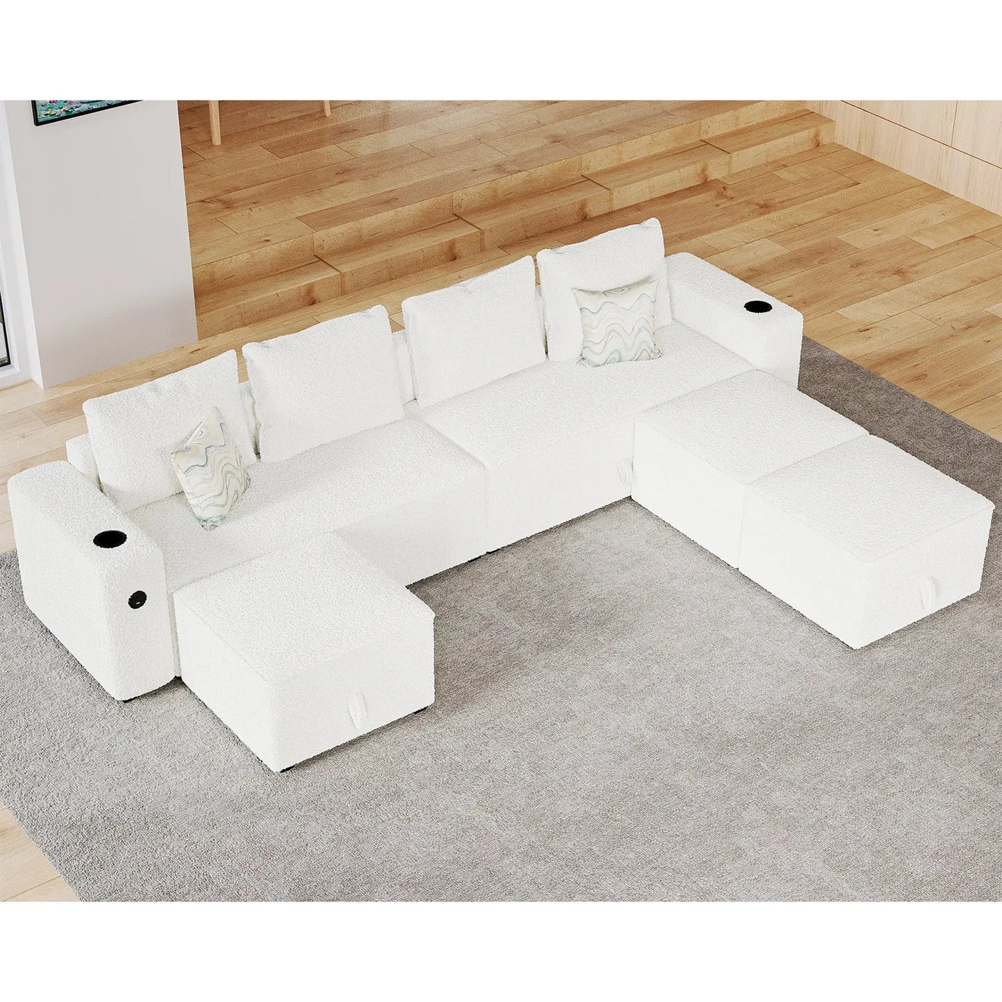 7 Seats-U Shape / Bouclé White