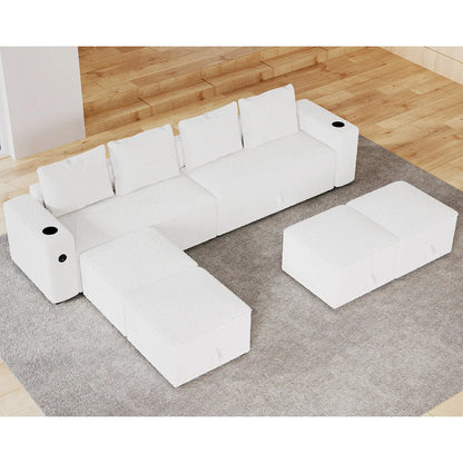 8 Seats-U Shape 1 / Bouclé White