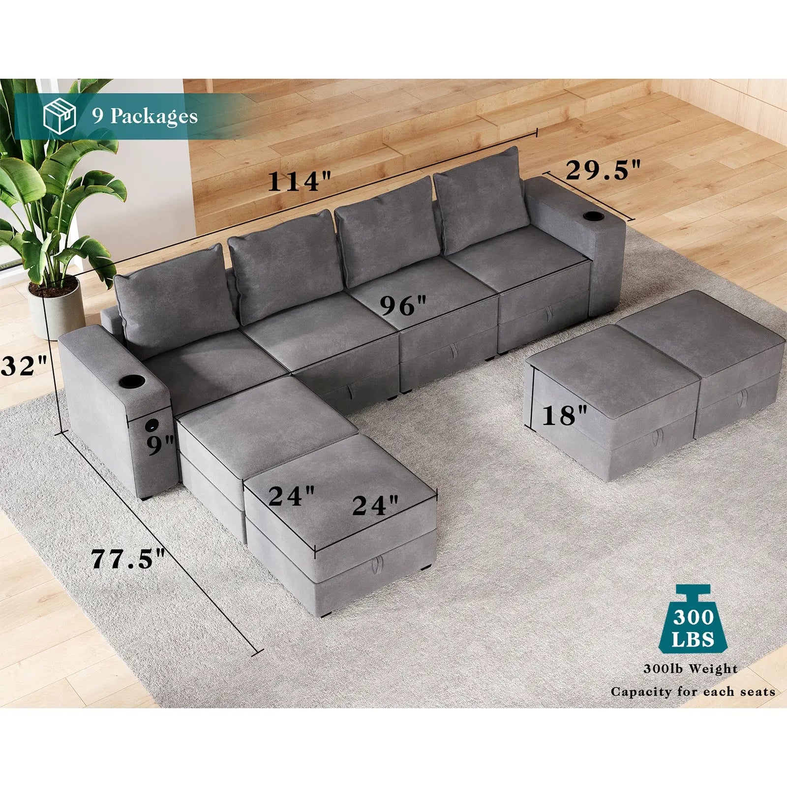 8 Seats-U Shape 2 / Grey