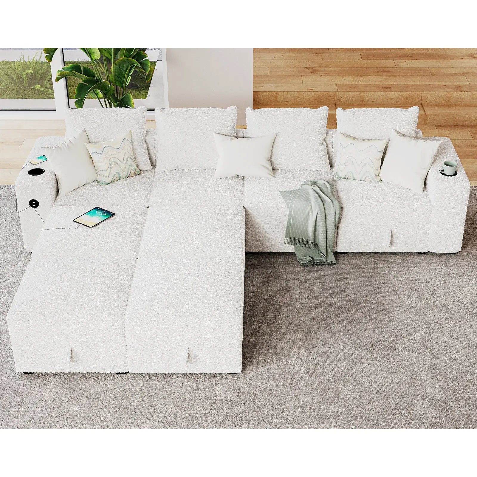 8 Seats-U Shape 2 / Bouclé White