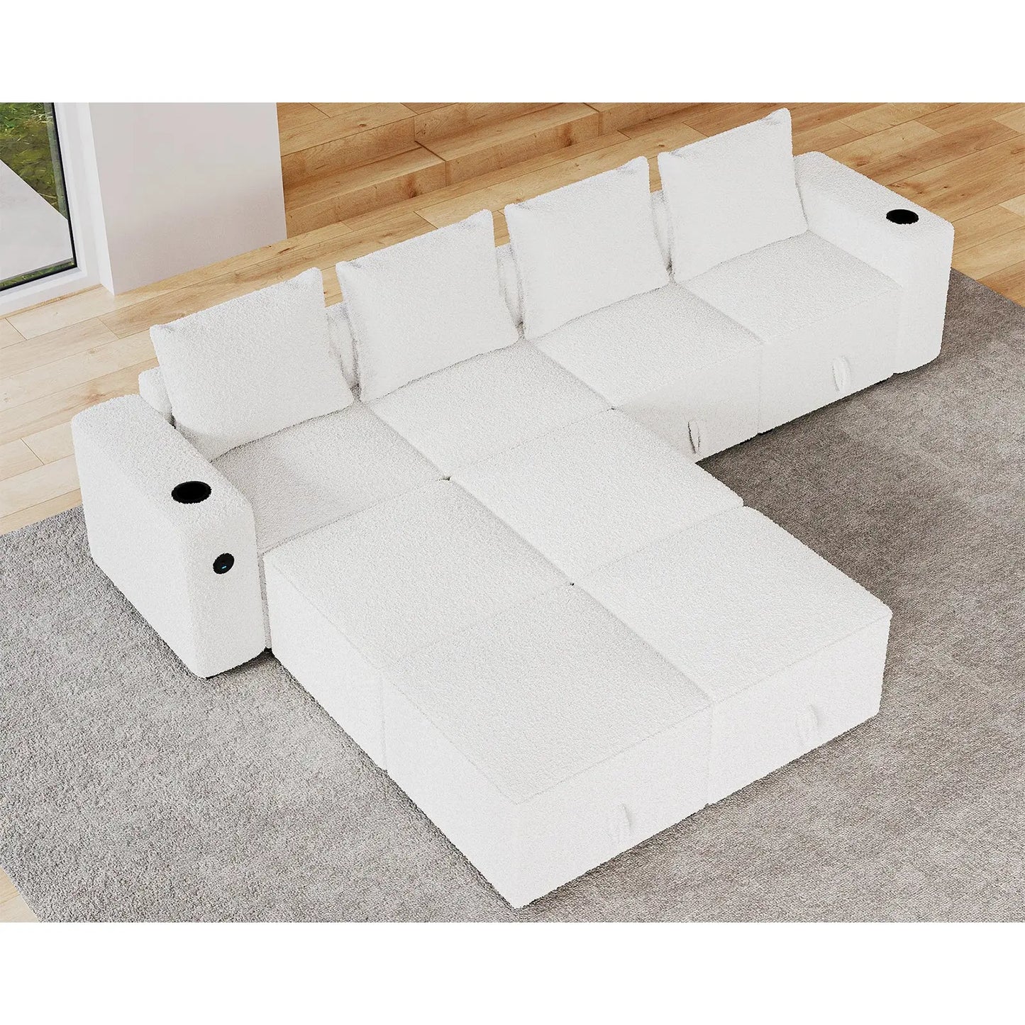 8 Seats-U Shape 2 / Bouclé White