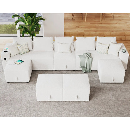 9 Seats-U Shape 1 / Bouclé White