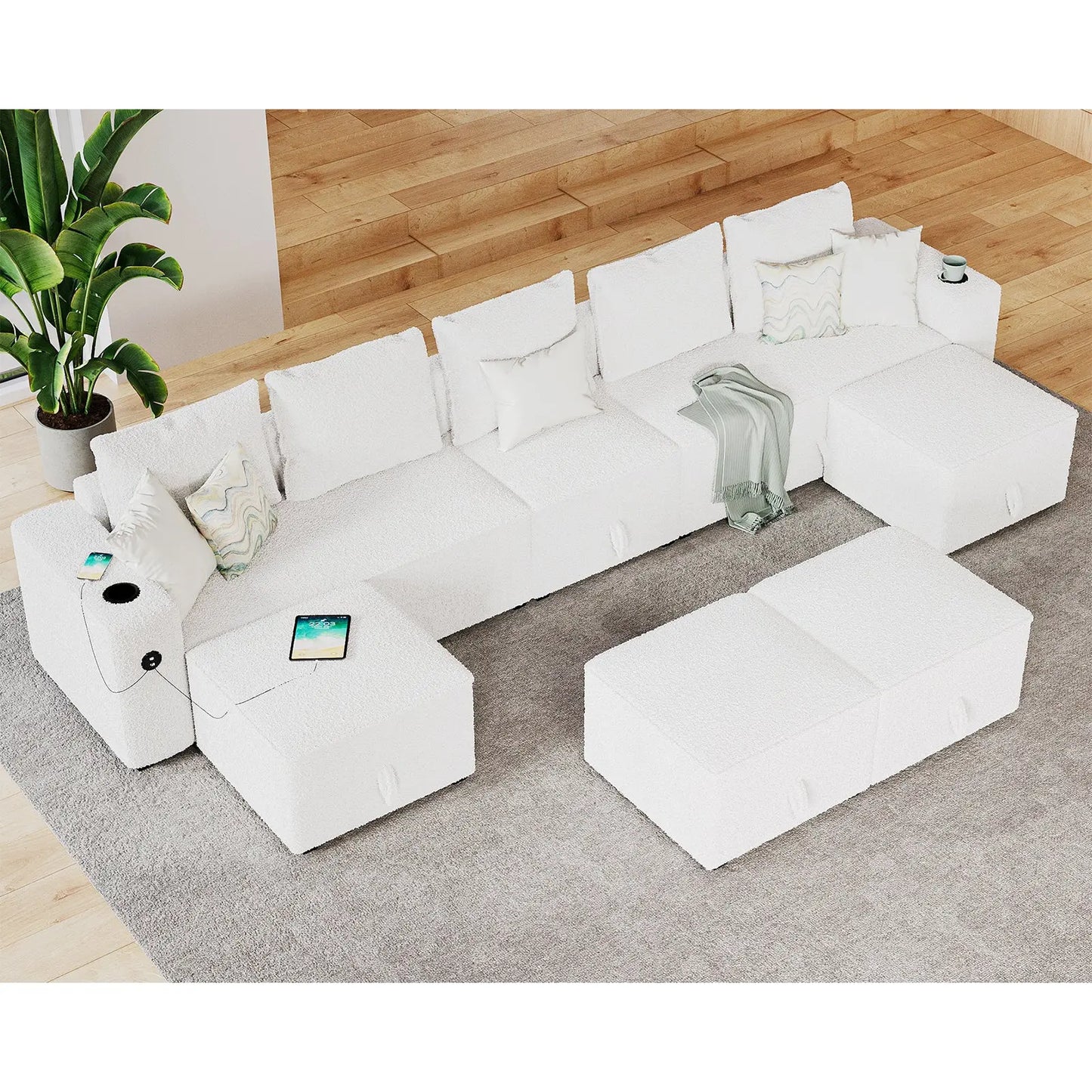 9 Seats-U Shape 1 / Bouclé White