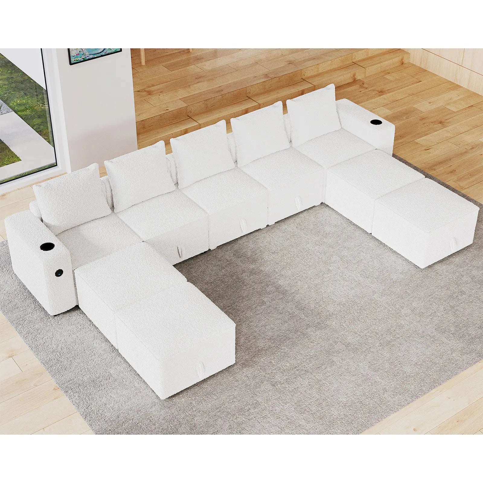 9 Seats-U Shape 2 / Bouclé White