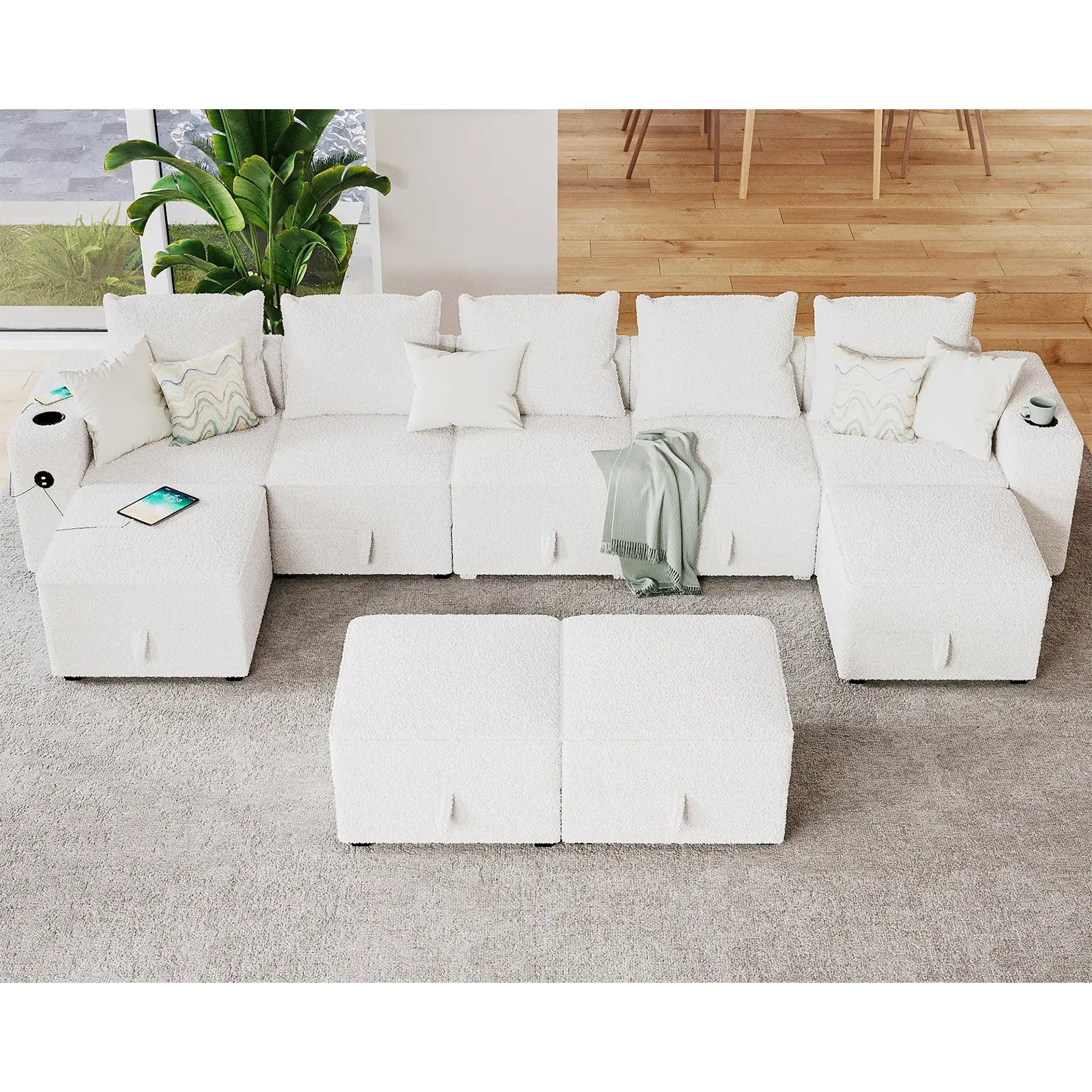 9 Seats-U Shape 2 / Bouclé White