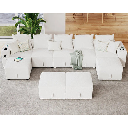 9 Seats-U Shape 2 / Bouclé White