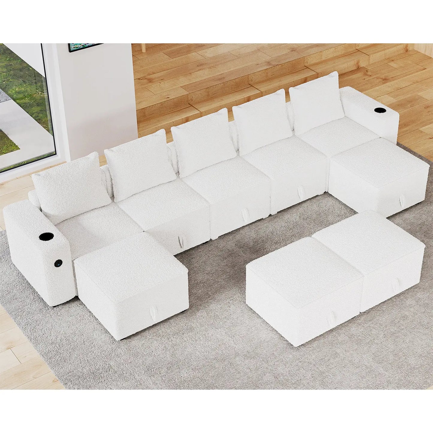 9 Seats-U Shape 2 / Bouclé White