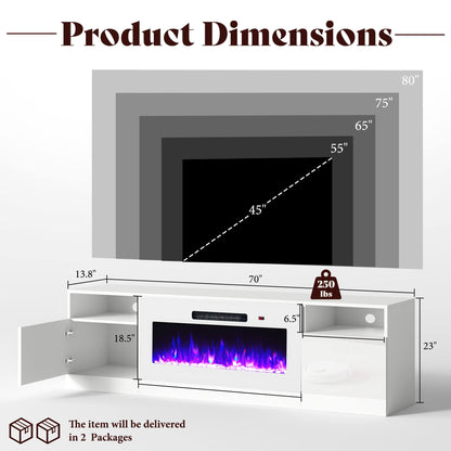 Portal 70" Fireplace TV Stand Amerlife White